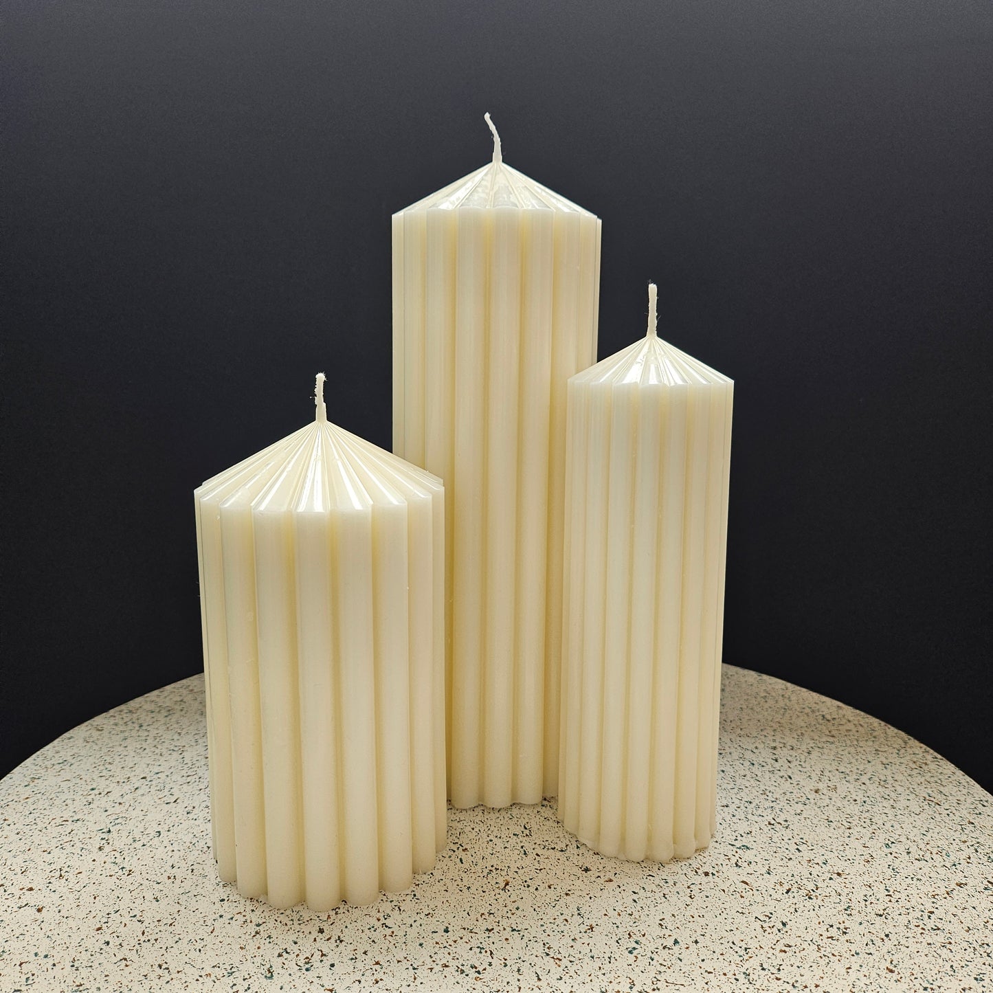 Ribbed Large Pillar Candle set of 3