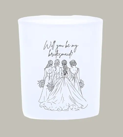 "Will you be my bridesmaid?" Proposal candle The Antler Candle Company