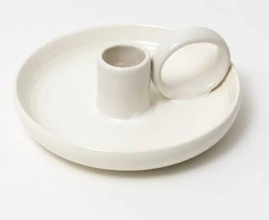 White ceramic candle holder The Antler Candle Company