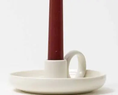 White ceramic candle holder The Antler Candle Company