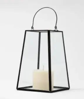 Glass Lantern candle holder Black The Antler Candle Company