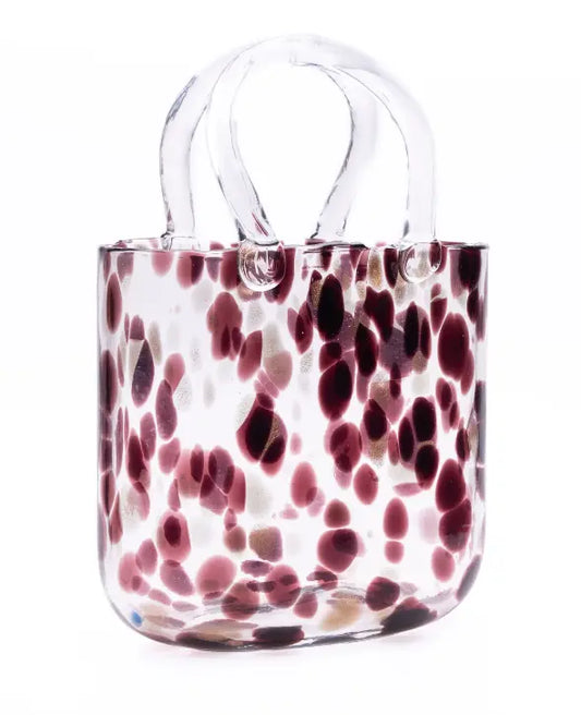 Merlot and Gold glass handbag vase The Antler Candle Company