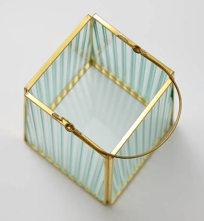 Gold lantern glass candle holder The Antler Candle Company