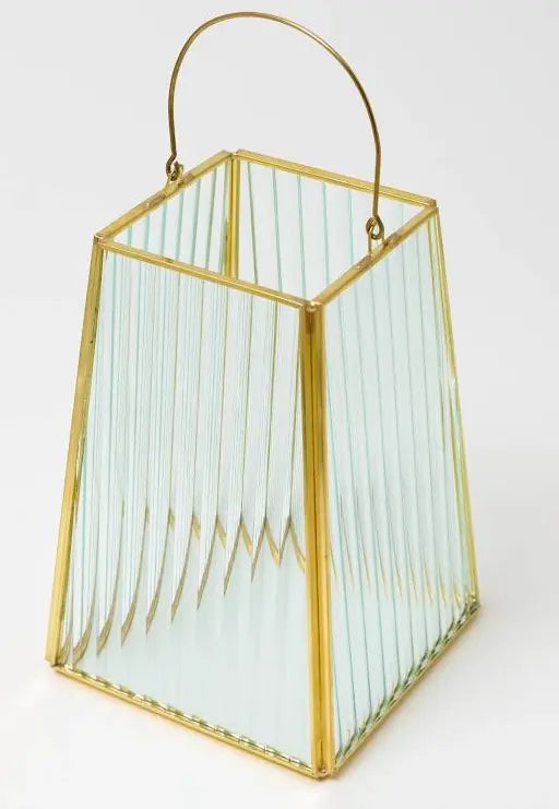 Gold lantern glass candle holder The Antler Candle Company