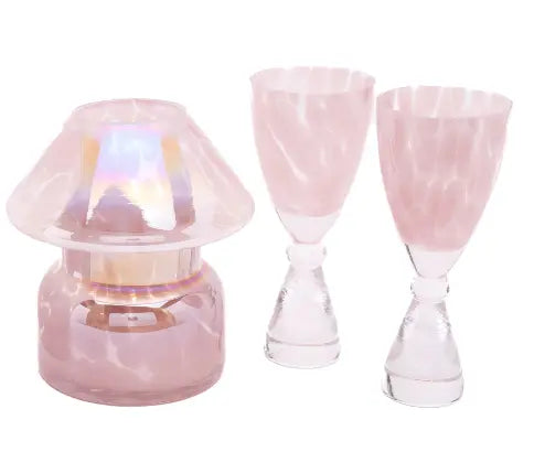 Blush pink Lamp Candle & Champagne Flutes Garden Gift Set The Antler Candle Company