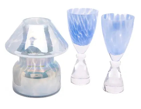 Blue Ocean Lamp Candle & Champagne Flutes Garden Gift Set The Antler Candle Company