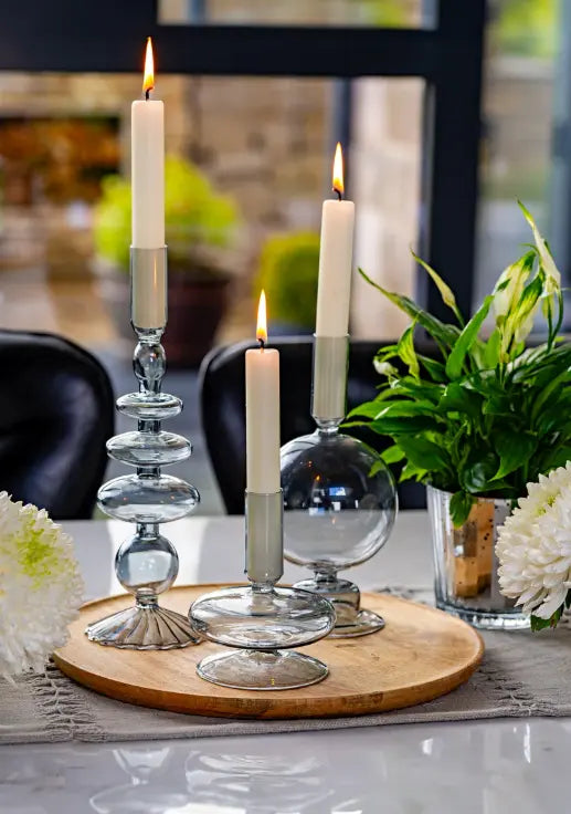 Set of 3 Grey Candle holders - Candles included The Antler Candle Company