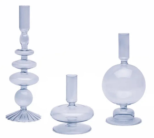 Set of 3 Grey Candle holders - Candles included The Antler Candle Company