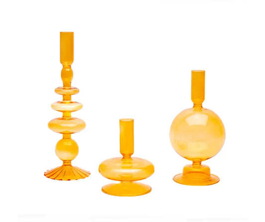 Set of 3 Orange Candle holders - Candles included The Antler Candle Company