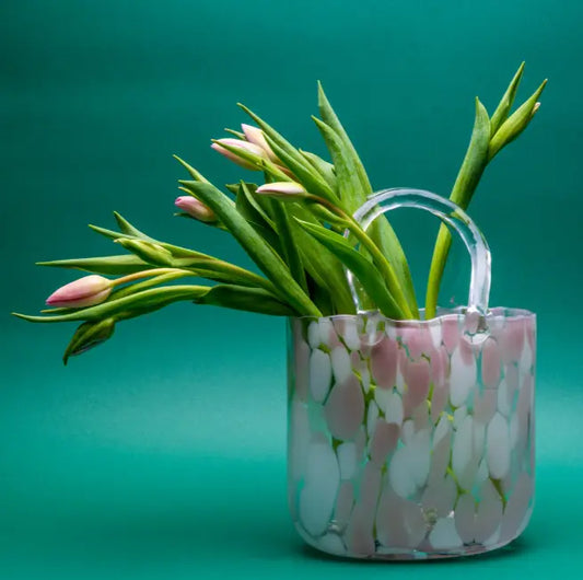 Large Handbag Vase : White and Blush Pink The Antler Candle Company