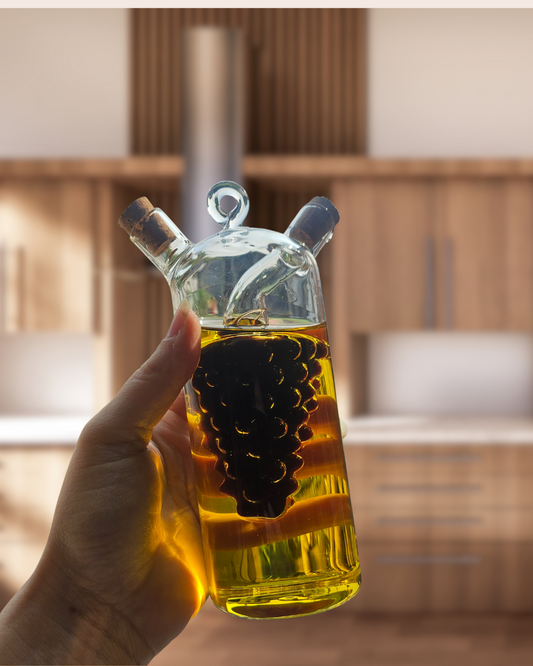 Glass olive oil and balsamic vinegar bottle
