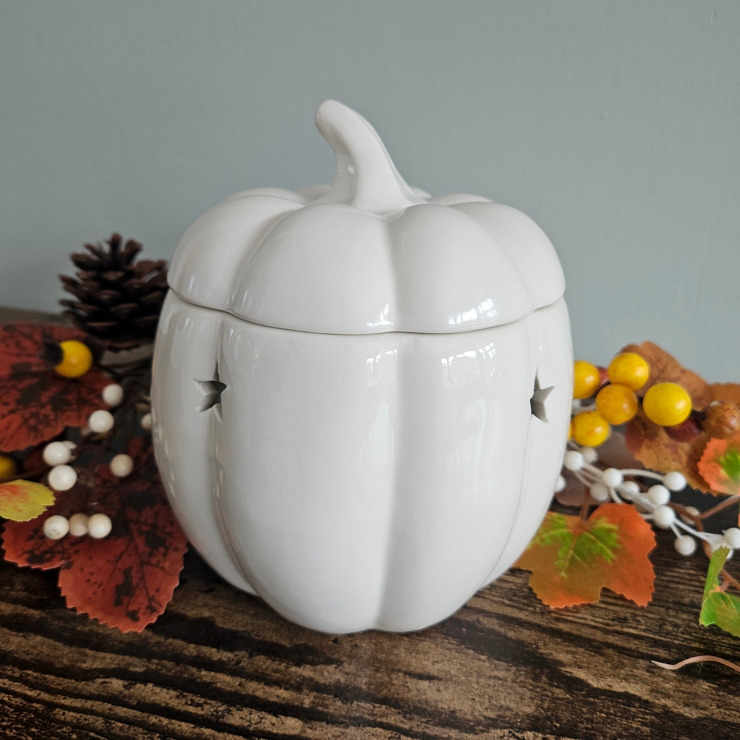 Large Pumpkin Wax Melt Burner - White