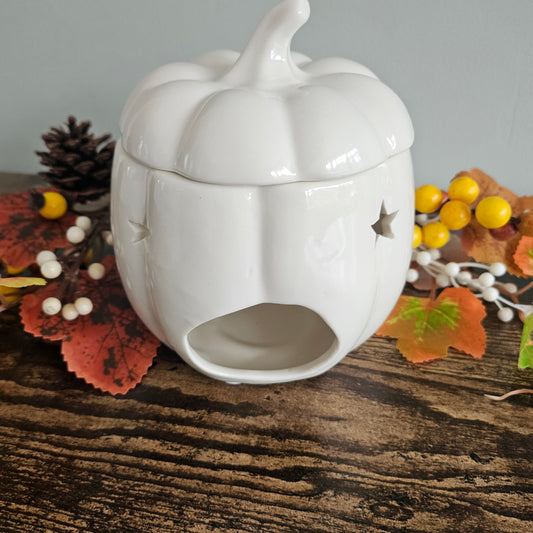 Large Pumpkin Wax Melt Burner - White