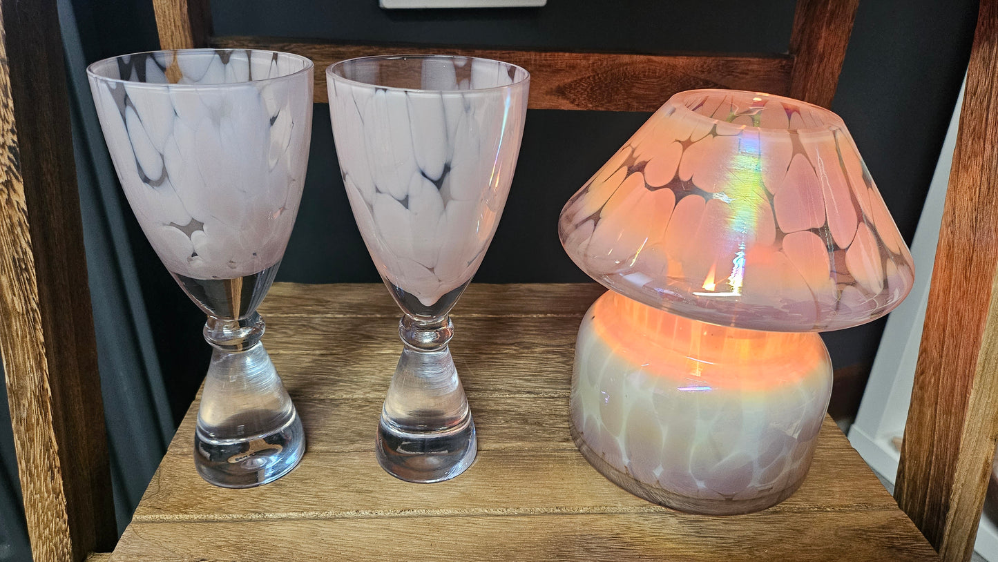 Blush pink Lamp Candle & Champagne Flutes Garden Gift Set