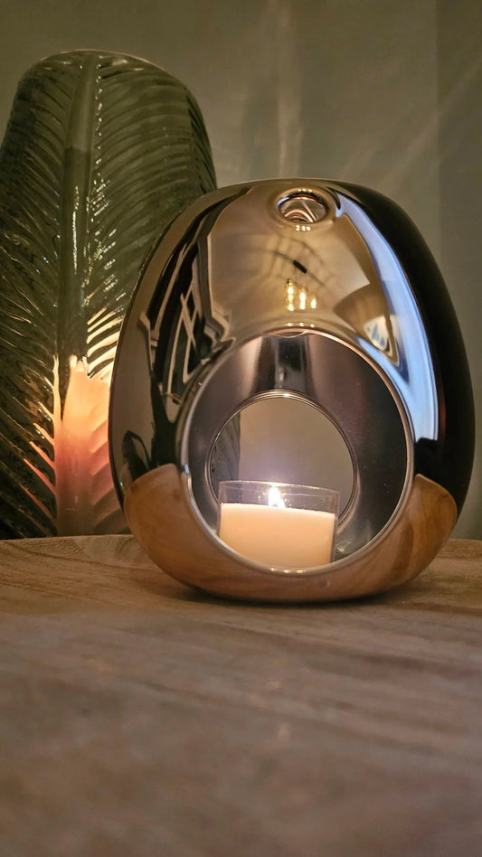 Rose Gold Glass wax melt burner The Antler Candle Company