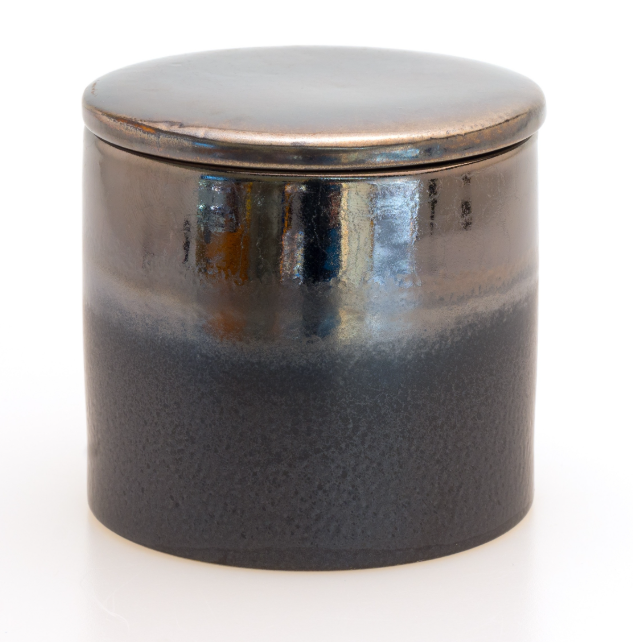 Ceramic Bronze & Black woodwick candle