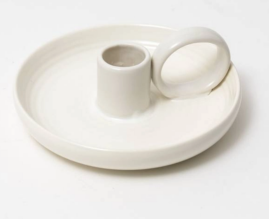 White ceramic candle holder
