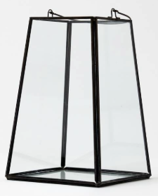 Glass Lantern candle holder Black