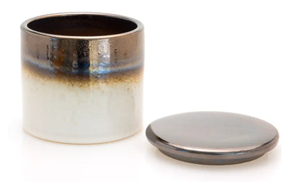 Ceramic Bronze & White woodwick candle The Antler Candle Company