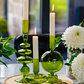 Set of 3 Green Candle holders - Candles included