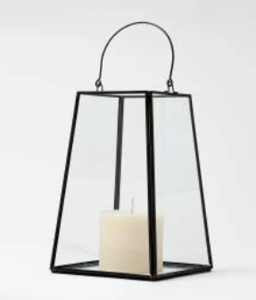 Glass Lantern candle holder Black
