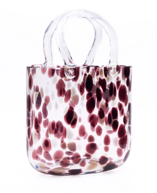 Merlot and Gold glass handbag vase