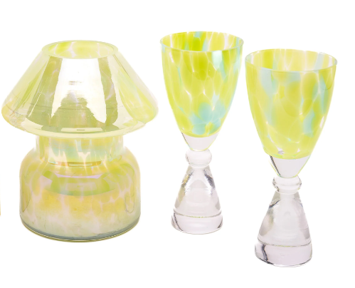 Lime Green Garden Lamp Candle & Champagne Flutes Gift Set