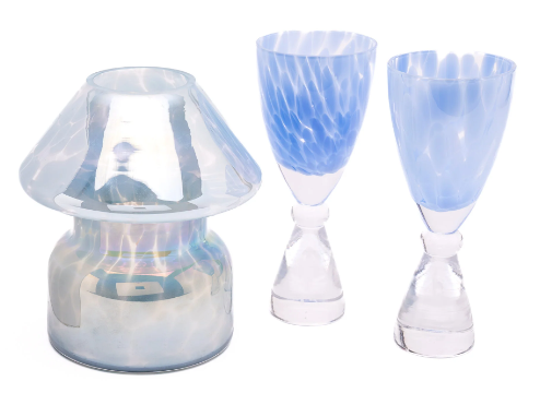 Blue Ocean Lamp Candle & Champagne Flutes Garden Gift Set