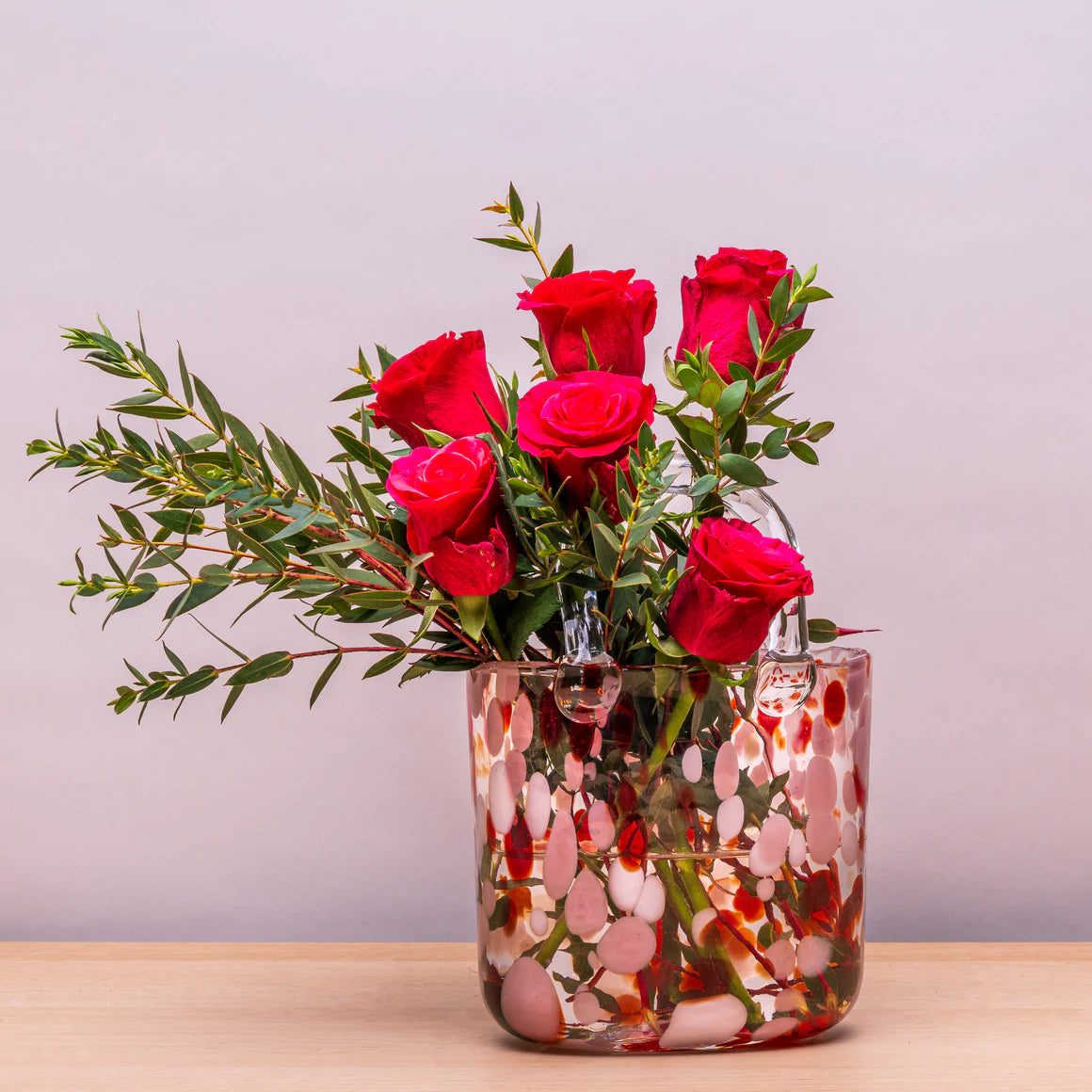 Blush Cherry Handbag Glass Vase